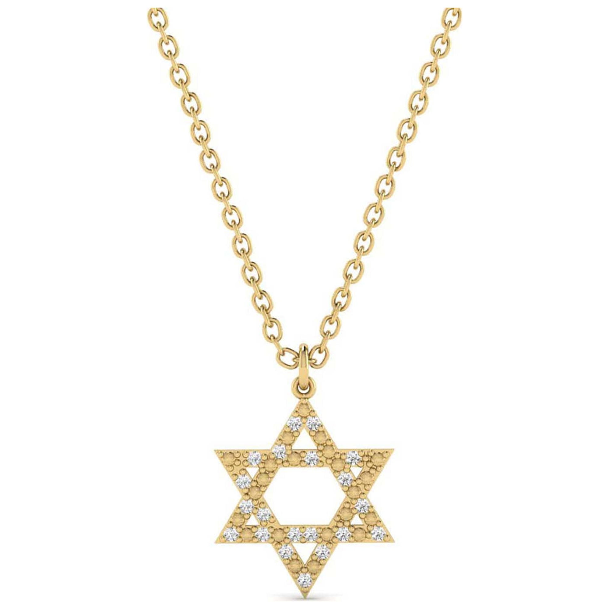 Gelin 0.07 ct Diamond Star of David Pendant Necklace in 14K Solid Gold for Women