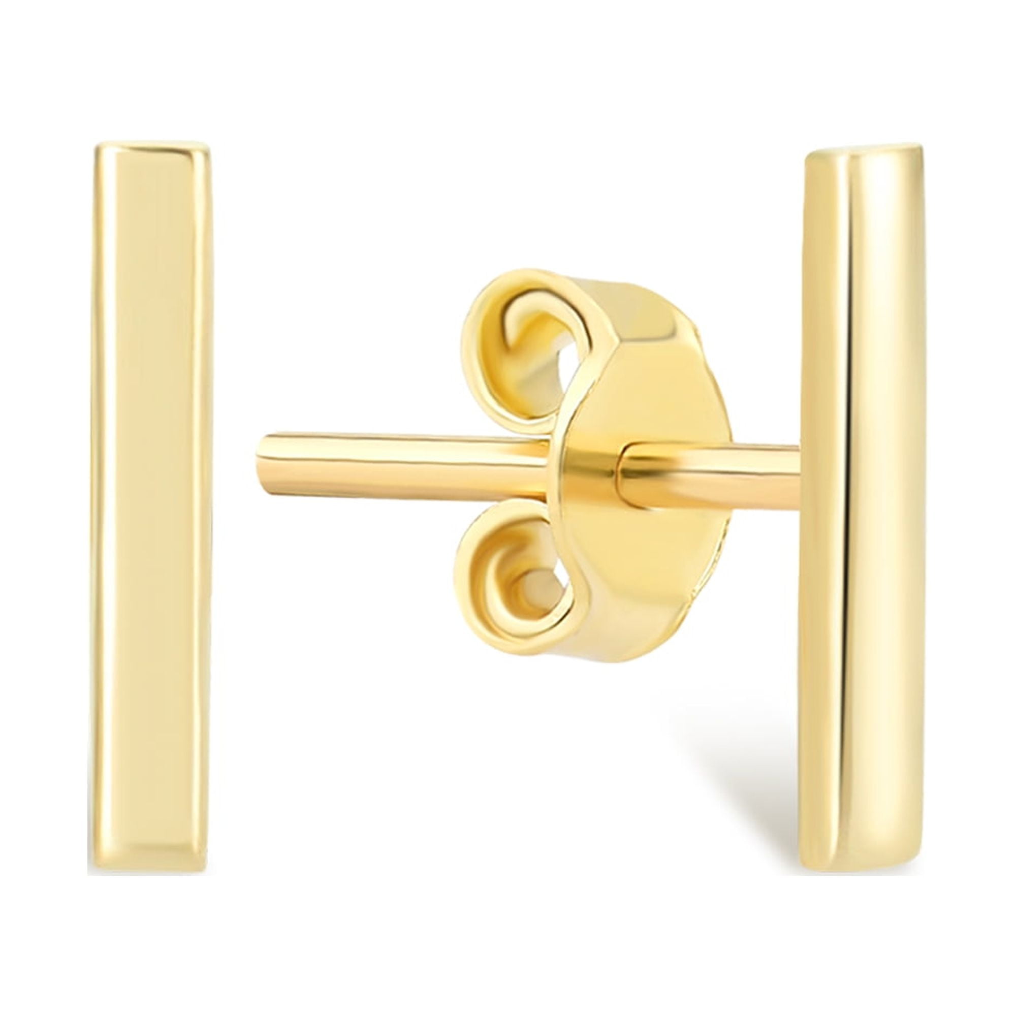 Gelin Bar Stud Earrings in 14K Solid Gold for Women