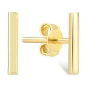 Gelin Bar Stud Earrings in 14K Solid Gold for Women