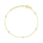 Gelin Bead Station Bracelet in 14K Solid Gold for Women, Adjustable