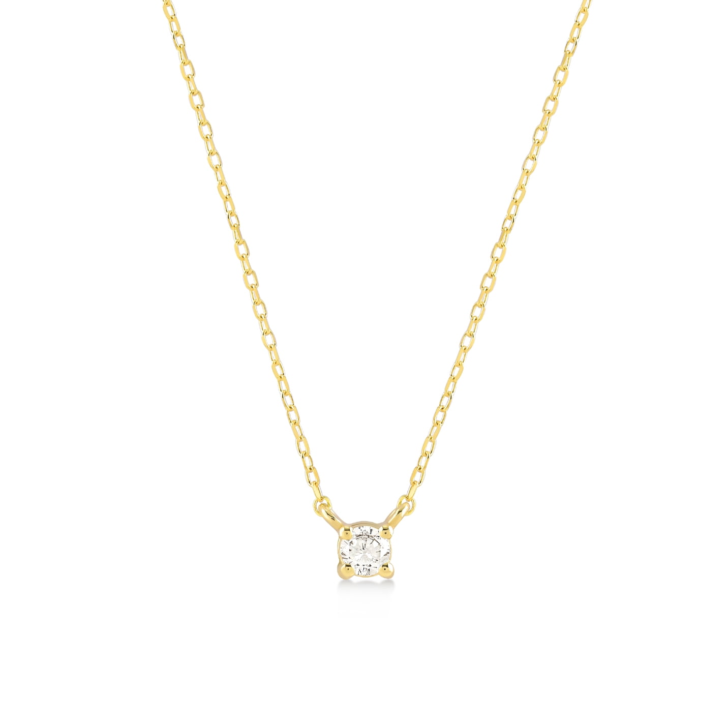 Gelin Diamond Square Solitaire Necklaces in 14K Solid Gold for Women