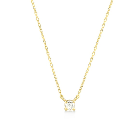 Gelin Diamond Square Solitaire Necklaces in 14K Solid Gold for Women