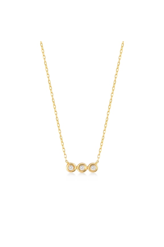 Gelin Diamond Three Stone Diamond Pendant Necklace in 14K Solid Gold for Women