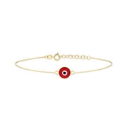 Gelin Red Evil Eye Bracelet in 14K Solid Gold for Women, Adjustable