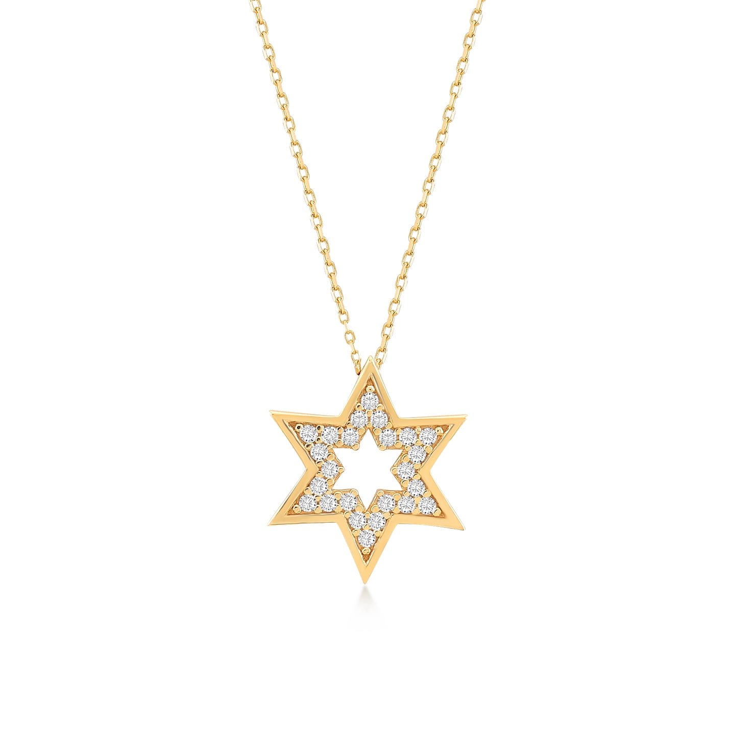 GELIN HOME Gelin Star of David Pendant Necklace with CZ in 14K Gold