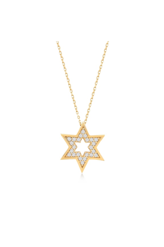 Gelin Star of David Pendant Necklace with CZ in 14K Gold
