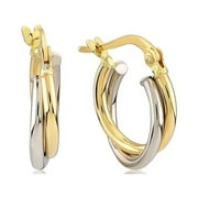 Gelin Two Toned Hoop Earrings in 14K Solid Gold for Women