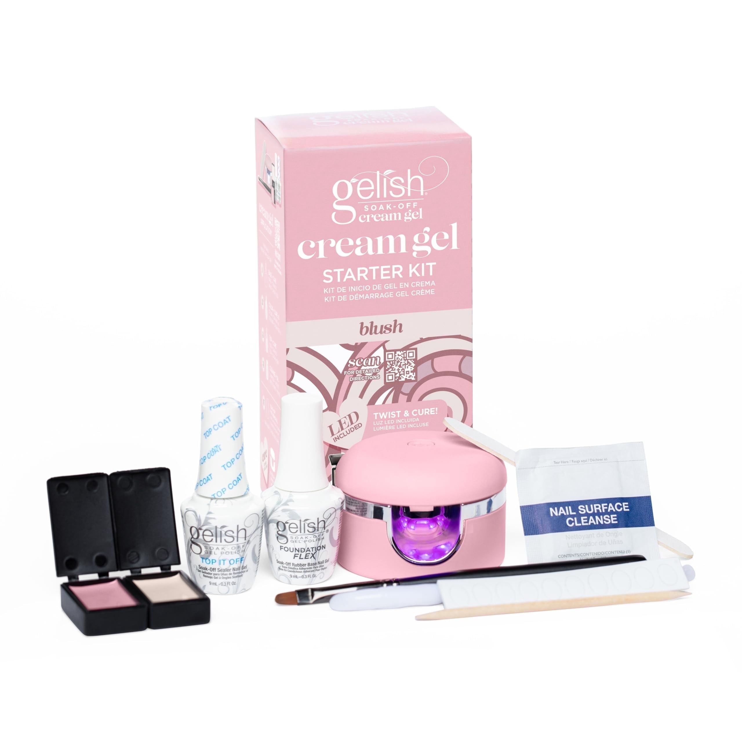 Gelish Cream Gel Blush Starter Kit Soak-Off Gel Nail Polish with Brush, High Shine, LED Cure