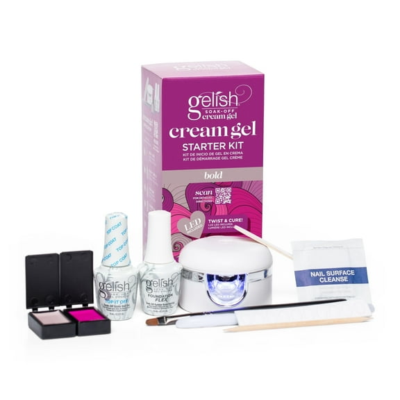 Gelish Cream Gel Bold Starter Kit Soak-Off Gel Nail Polish with Brush, High Shine, LED Cure