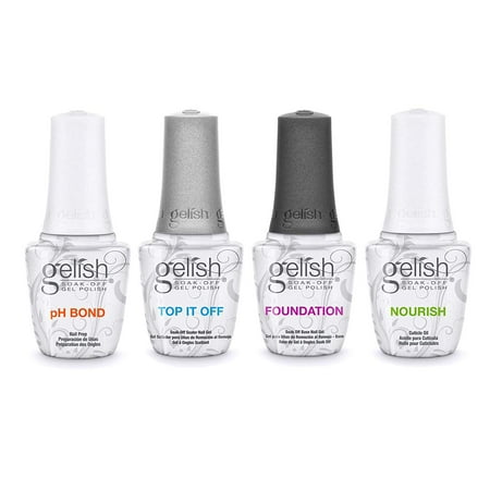 Gelish Fantastic Four Essentials Collection Soak Off Gel Nail Polish Kit, 15 mL