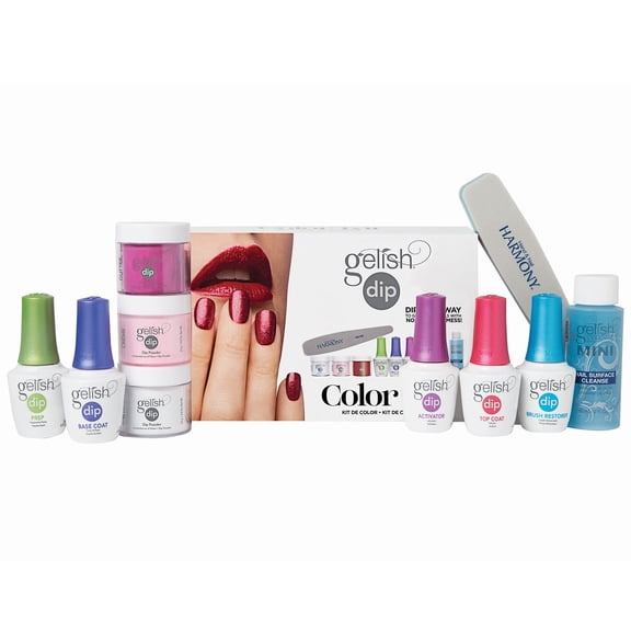 Gelish Soak-Off Dip Color Kit, 3 Dip Powders & Basix Kit included, no LED light needed