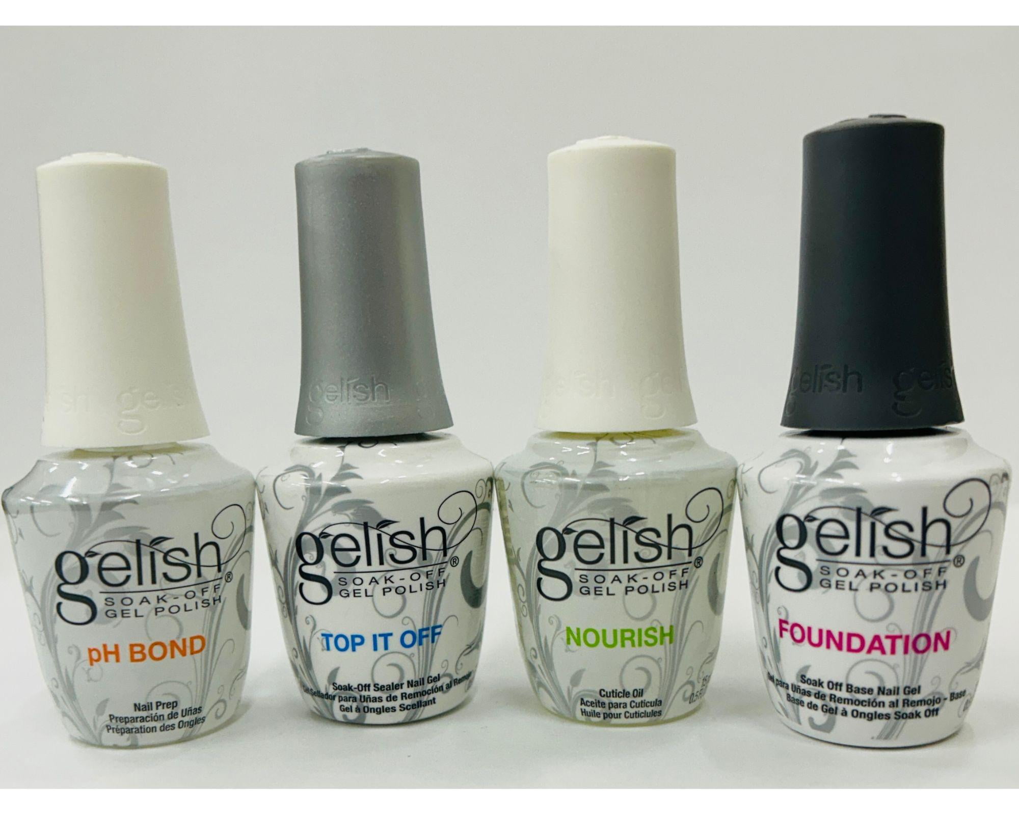 Gelish Soak Off Gel Nail Polish Kit - Fantastic Four Collection ( pH BOND, TOP IT OFF , FOUNDATION & NOURISH )