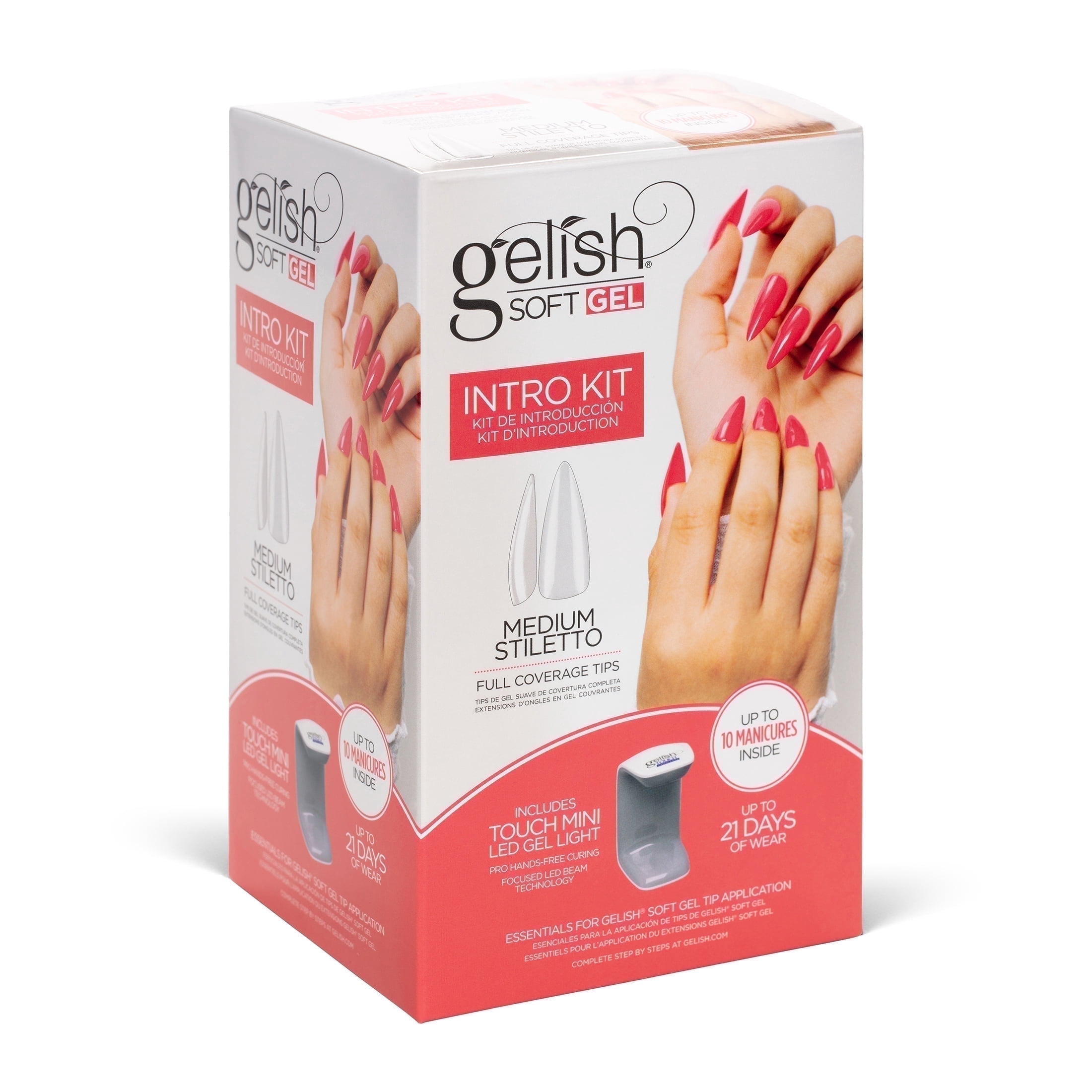 Gelish Soft Gel Intro Medium Stiletto Gel Nail Kit, Long-Lasting, Fast Application, No Chip with 110 Ct