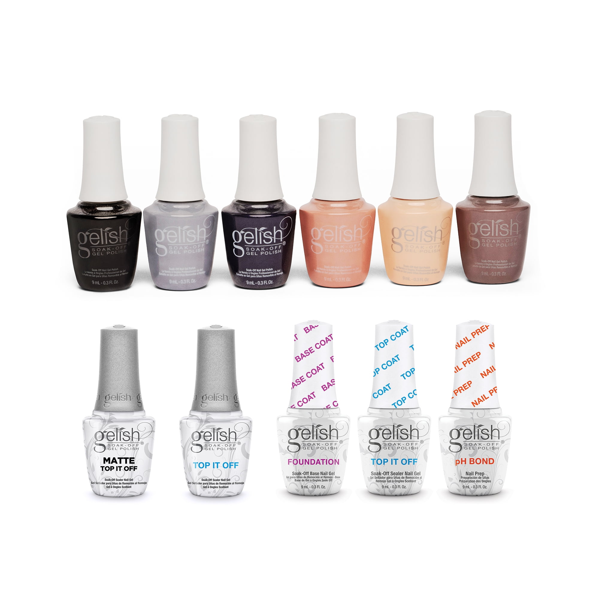Gelish Terrific Trio, Matte and Gloss Duo Clear Coat & Mini Core