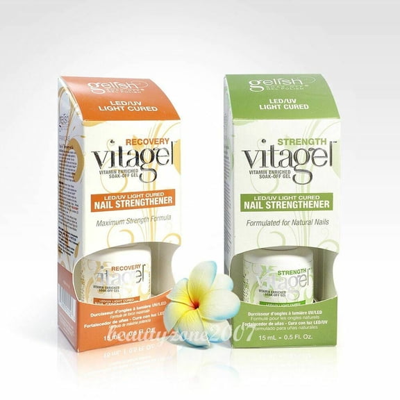 Gelish VitaGel LED/UV Vitamin Enriched Soak-Off Gel Nail Strengthener 0.5 fl oz Set (Recovery + Strength)