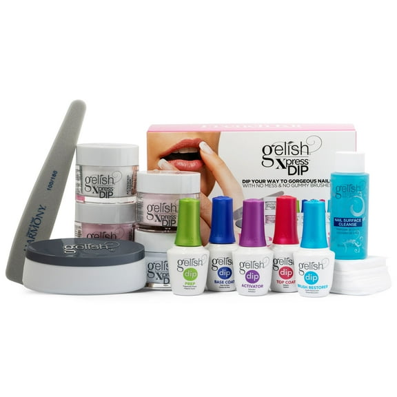 Gelish Xpress Soak Off Acrylic French Tip Nail Dip Powder Color Set with Buffer