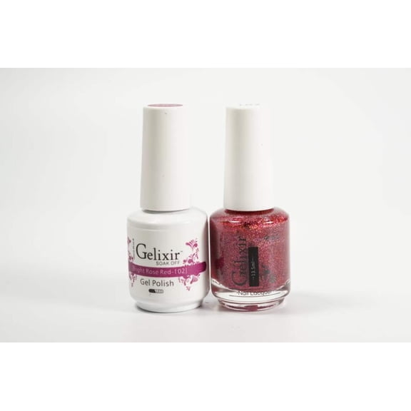 Gelixir Nail Polish Gel Matching Lacquer Bright Rose Red 1 PK #102