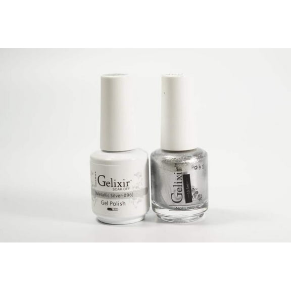 Gelixir Nail Polish Gel Matching Lacquer Metallic Silver 1 PK #096