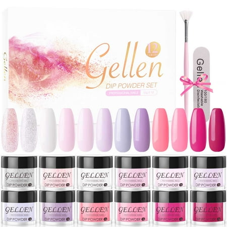 Gellen 12 Colors Dip Powder Nail Kit - Roses and Lavenders