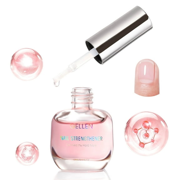 Gellen 15ml Nail Strengthener, Air Dry Clear Finish Nail Growth Strengthener for Thin Weak and Damaged Nails Repair Solution with Protein Keratin Calcium Nourish Nail Care Treatment, Sakura Scented