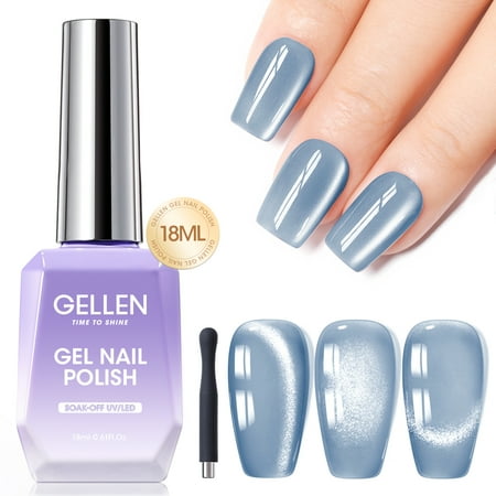 Gellen Cat Eye Gel Nail Polish, 18ml Pale Vine Color Gel Polish Set with Magnet Stick, Soak Off Mirror Glitter Magnetic UV Nail Gel for Salon Nail Art