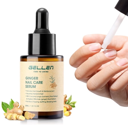Gellen Ginger Nail Growth Serum for Nail Strengthener, 30ml Nail Treatment and Repair for Weak Brittle Splitting Damaged Nails, Hydrated & Nourished Nail Care Solution