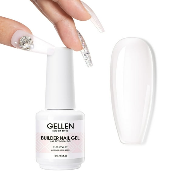 Gellen Builder Nail Gel, 9 in 1 Milky White Gel Builder for Nail Thickening, LED Nail Lamp Cured Hard Gel Builder Gel Nail Polish Base Gel Extension Gel Building Gel