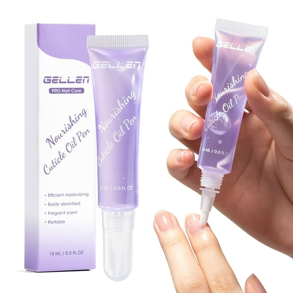 Gellen Cuticle Oil, Nourishing Nail Growth Oil Pen, Rich with Jojoba Oil & VE Soften Cuticles Strengthen Treatment Nails, Brush Applicator, Pro Care for Nails & Dry Hands, Lavender Scent