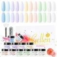 thumbnail image 1 of Gellen Dip Powder Nail Kit, 12 Colors Light Macaron Bule Green Yellow Dip Nail Powder Kit with Dust Brush and Nail File, Nail Art Pale Neon Series Dip Powder Set, 1 of 7