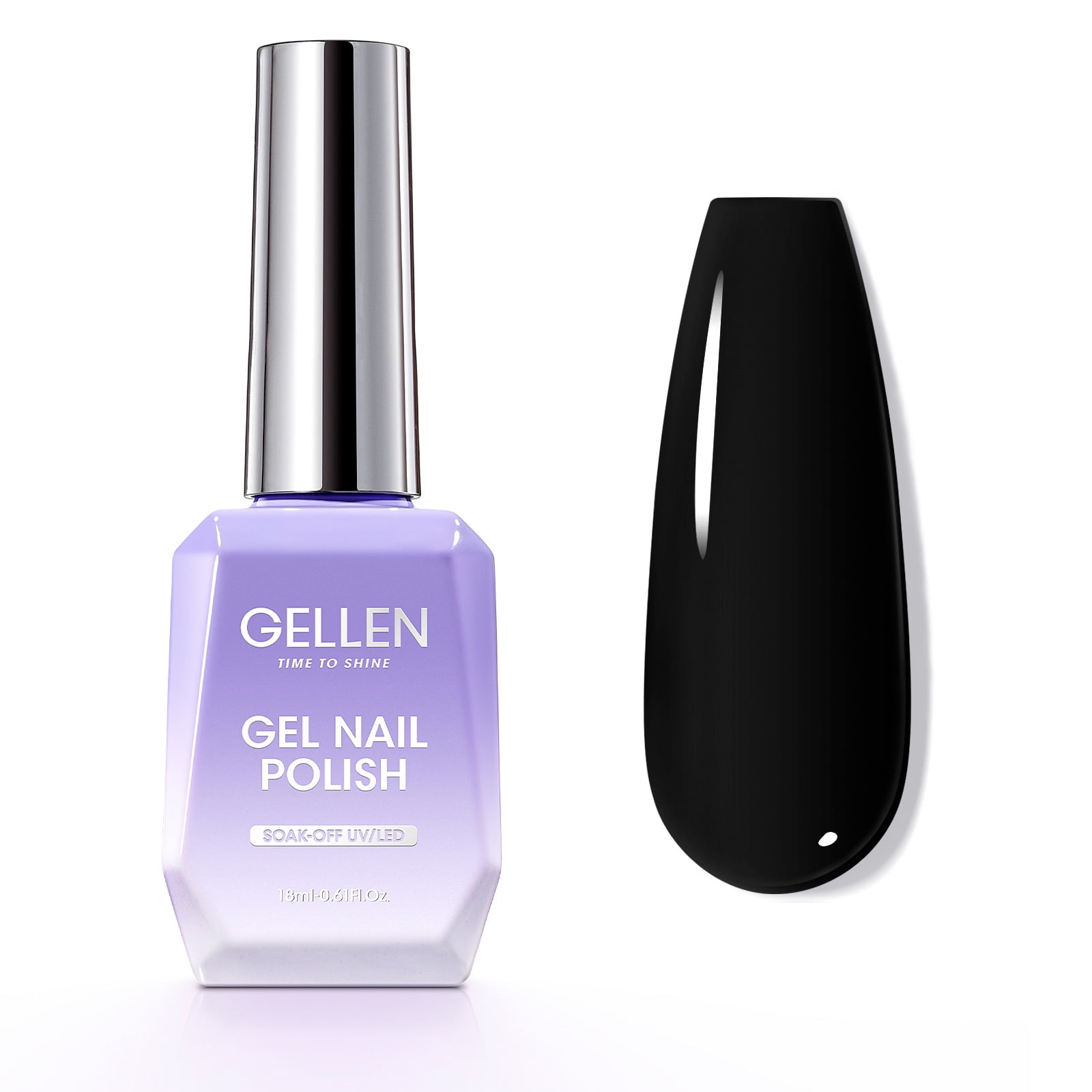 Gellen Gel Nail Polish, 18ml Black Gel Polish, Soak Off Stunning UV LED Nail Gel for Salon Nail Art, Gift Set for Women
