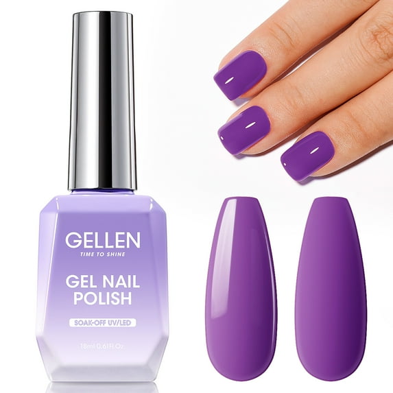 Gellen Gel Nail Polish, 18ml Purple Nail Polish Soak off UV LED Nail Gel Polish Nail Art Manicure Salon at Home DIY Gel, Gifts for Women Girls