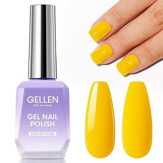 Gellen Gel Nail Polish, 18ml Yellow Nail Polish Soak off UV LED Nail Gel Polish Nail Art Manicure Salon at Home DIY Gel, Gifts for Women Girls