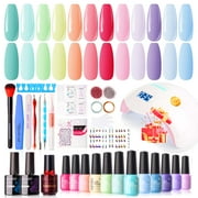 Gellen Gel Nail Polish Kit, 12 Colors Colorful Rainbow Gel Polish Starter Kit - with 72W UV/LED Nail Lamp & Nail Base Coat & Glossy & Matte Top Coat Salon Manicure Set