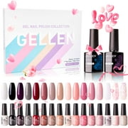 Gellen Gel Nail Polish Kit, 16 Colors Classic and Pink Nudes Gel Polish Kit, Soak Off UV LED Nail Gel Polish Nail Art Manicure DIY Home for Women Gril Gifts