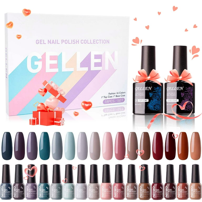 Gellen Gel Nail Polish Kit, 16 Colors Gel Polish Set with Top, gellen