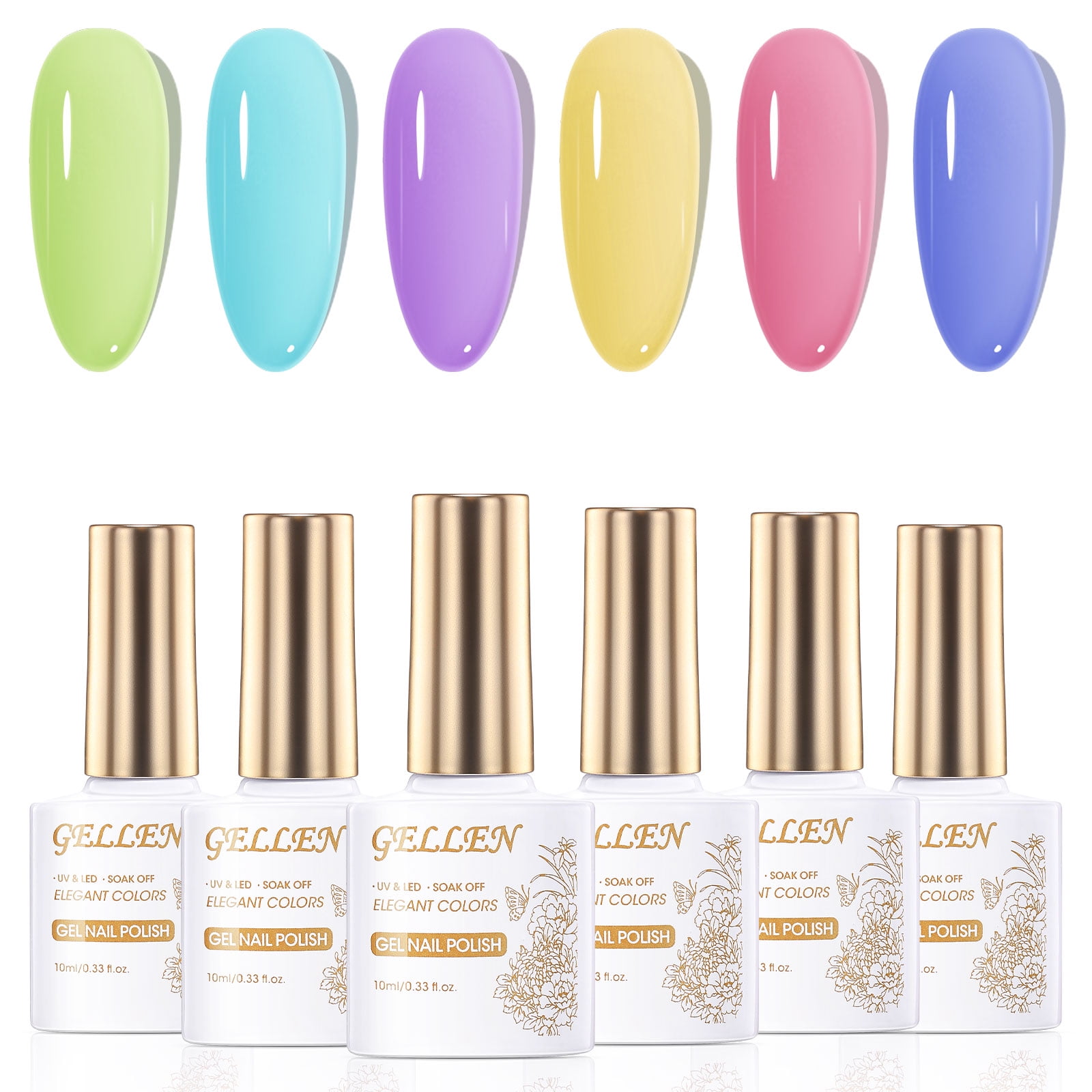 Gellen Gel Nail Polish Kit, 6 Pcs Macaron Gel Poli