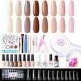 thumbnail image 1 of Gellen Gel Nail Polish Kit, 8 Nudes Pink Brown Colors Gel Polish Set With 36W UV Light Nail Dryer, 504Pcs Coffin Fake Nails Tips Glue Gel Nail Prep Kit, Gel Top and Base Coat, Manicure Tools, 1 of 7