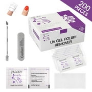 Gellen Gel Polish Remover, 200Pcs Remover Wipes Acetone Gel Nail Polish Remover Bulk Set with Nail File and Cuticle Pusher Individually Wrapped Soak Off Nails Remover Pads for Salon Home