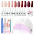 thumbnail image 1 of Gellen Gel Nail Polish Starter Kit with UV Lamp, 10 Colors Plum Wine Color Gel Polish with 36W Nail Lamp Top & Base Coat Nail Tools Manicure Set, All-In-One Gel Nail Polish Kit, 1 of 9