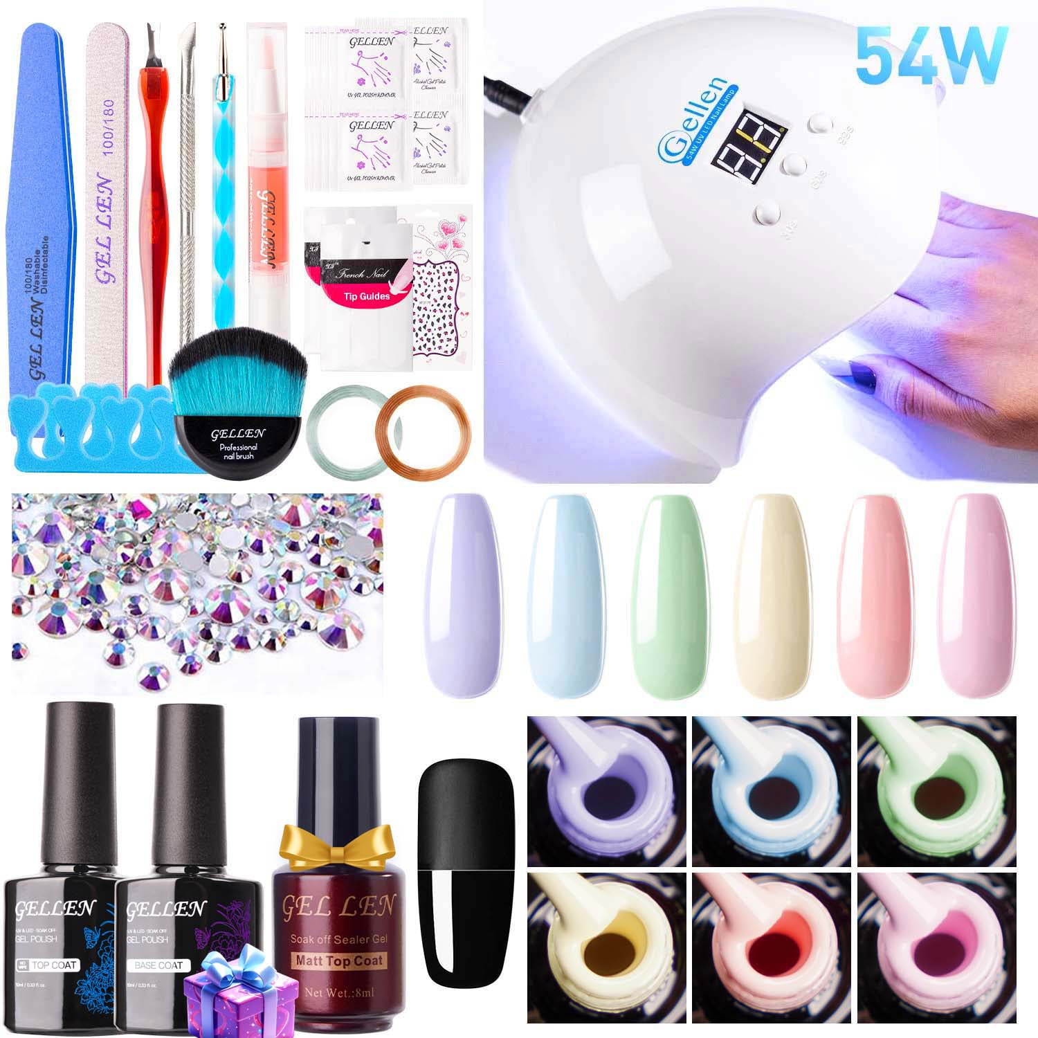 Gellen Gel Nail Polish Starter Kit: Sweet Candy Colors with UV
