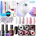 thumbnail image 1 of Gellen Gel Nail Polish Starter Kit with 54W UV Light, 6 Colors Pinks and Glitters Gel Polish with Base and Top Coat, Soak Off Gel Polish Kit with UV Nail Lamp, Gel Nail Polish Kit Gift for Women, 1 of 10