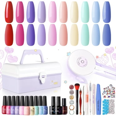 Candy Lover Gel Nail Polish Kit with LED UV Lamp, Natural Quick Dry ...
