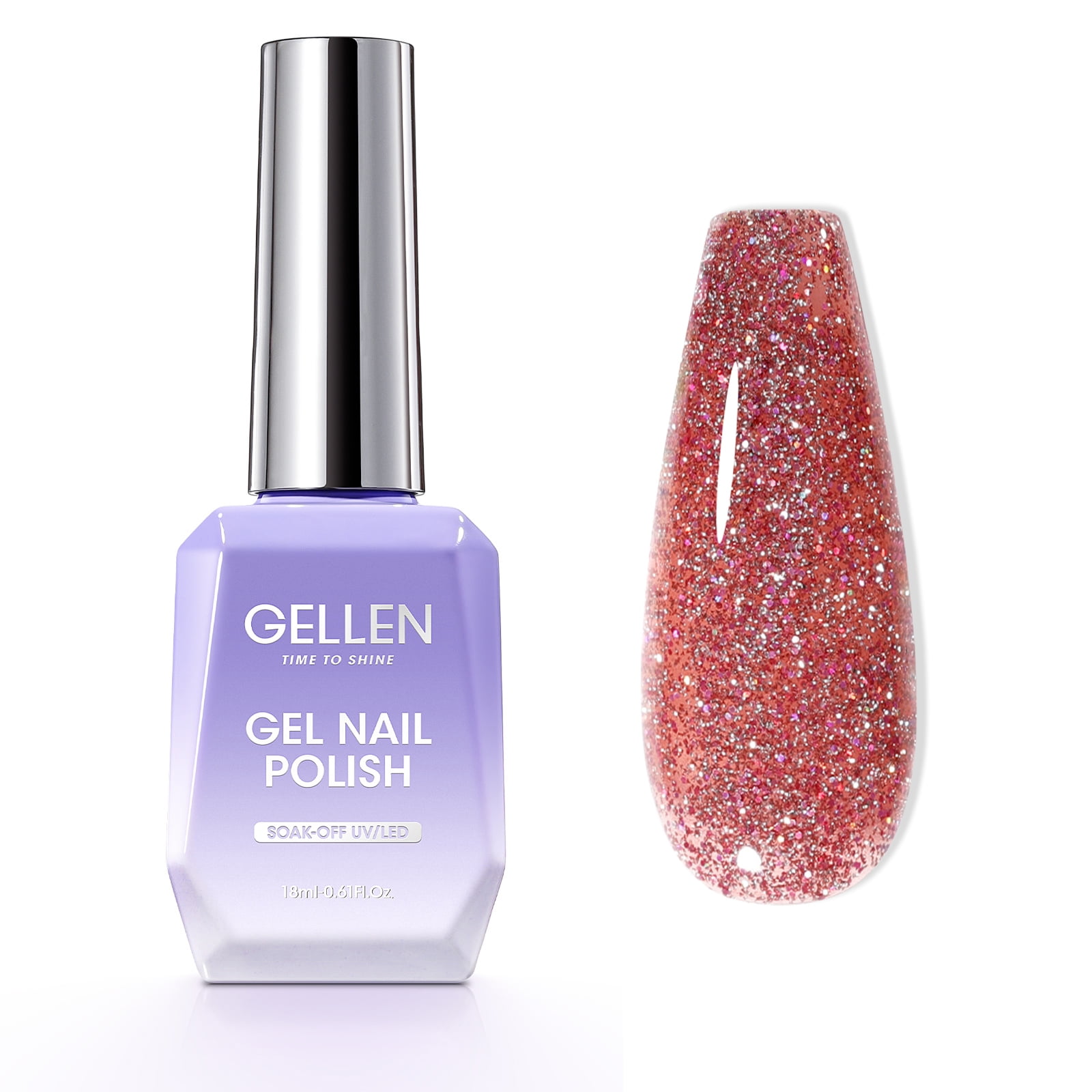 Gellen Glitter Gel Nail Polish 18ml Pale Red Gel Polish No Wipe Soak Gellen Glitter Gel Nail Polish 18ml Pale Red Gel Polish No Wipe Soak
