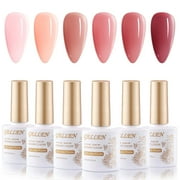 Gellen Jelly Gel Nail Polish Kit, 6 Transparent Brown Red Colors Gel Polish Kit, Soak Off Nail Lamp Cure Nail Polish Set, Nail Art DIY Manicure Gift for Girls