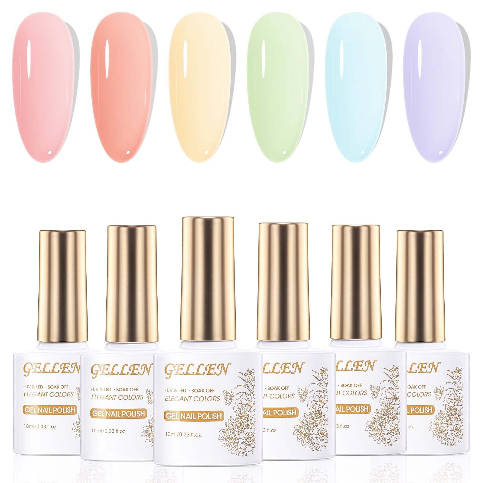 Gellen Jelly Gel Nail Polish Kit, 6 Transparent Co