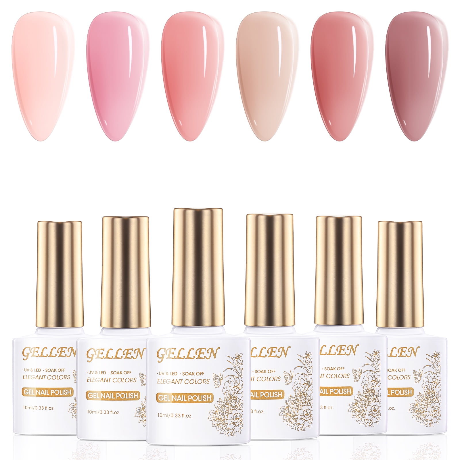 Gellen 6-Color Jelly Gel Nail Polish Kit, Transpar