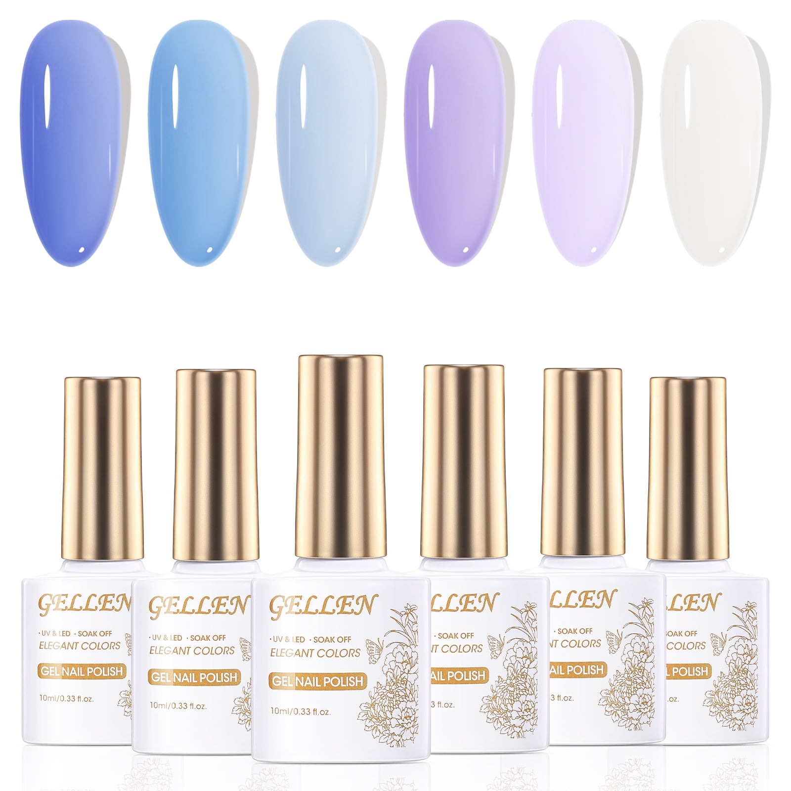 Gellen Jelly Gel Nail Polish Kit, Dreamy 6 Transpa