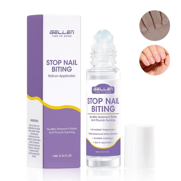 Gellen Nail Biting Treatment for Kids & Adults, Roll-On Stop Thumb Sucking Deterrent, Nail Biting Prevention, Quick Dry & Water-Resistant Anti Nail Biting Polish, Stop Nail Biting 10ml