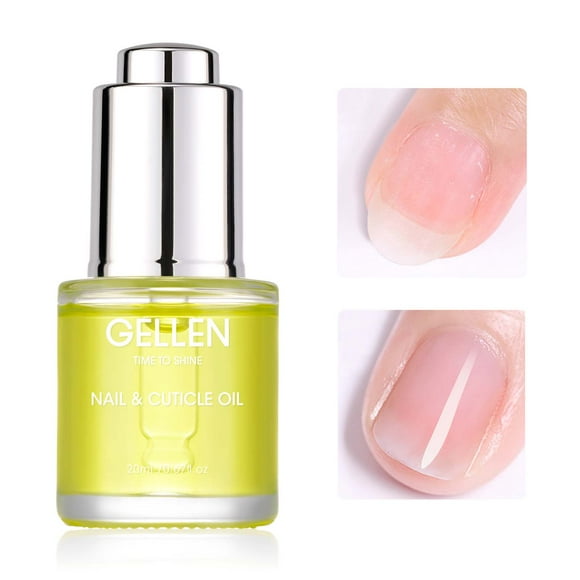 Gellen Nail Cuticle Oil for Growth and Strength, 20ml Vitamin E Nail Nourishing Oil for Hydrating, Moisturizing, Strengthening, Cuticle and Skin Nail Care for Women