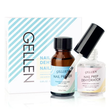 Gellen Nail Dehydrator and Primer Set, Acid-Free Superior Bonding Long-Lasting Nail Pre Dehydrator for Gel Nail Polish Acrylic Powder